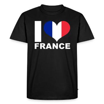 J’aime la France drapeau du cœur France - T-shirt Premium bio Homme - noir - Devant - Nico (187cm)