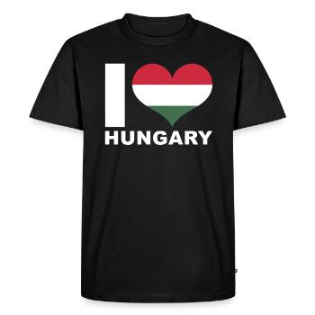 J’aime la Hongrie Heart Flag Hongrie - T-shirt Premium bio Homme - noir - Devant - Nico (187cm)