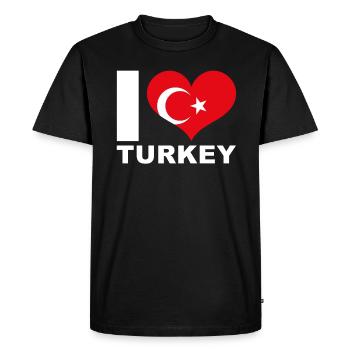 J’aime la Turquie drapeau du cœur Turquie - T-shirt Premium bio Homme - noir - Devant - Nico (187cm)
