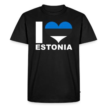 J’aime l’Estonie drapeau du cœur Estonie - T-shirt Premium bio Homme - noir - Devant - Nico (187cm)