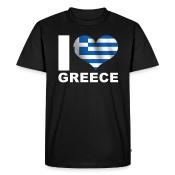 J’aime la Grèce drapeau du cœur Grèce - T-shirt Premium bio Homme - noir - Devant - Nico (187cm)