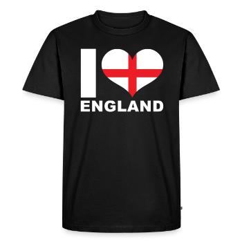 I love England heart flag England - Men's Premium Organic T-Shirt - black - Front - Nico (187cm)