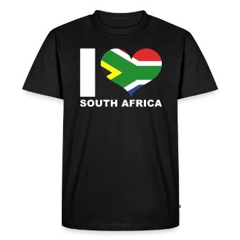 I love South Africa heart flag South Africa - Men's Premium Organic T-Shirt - black - Front - Nico (187cm)