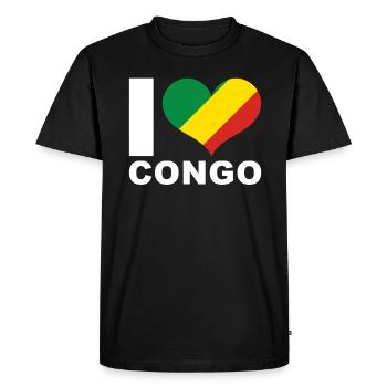 J’aime le drapeau du cœur du Congo Congo - T-shirt Premium bio Homme - noir - Devant - Nico (187cm)