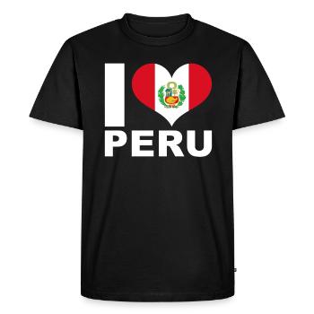 J’aime le pérou drapeau du cœur Pérou - T-shirt Premium bio Homme - noir - Devant - Nico (187cm)
