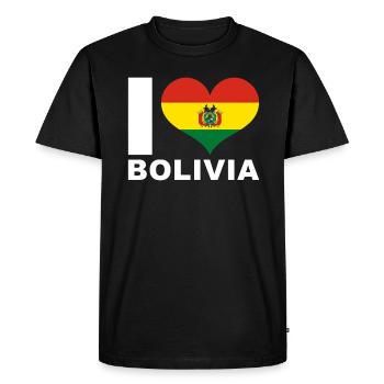 J’aime bolivie drapeau de cœur Bolivie - T-shirt Premium bio Homme - noir - Devant - Nico (187cm)