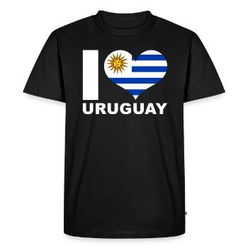 J’aime le drapeau du cœur de l’Uruguay Uruguay - T-shirt Premium bio Homme - noir - Devant - Nico (187cm)