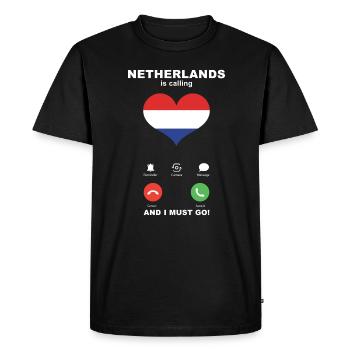 Les Pays-Bas appellent Netherlands Heart Souvenir - T-shirt Premium bio Homme - noir - Devant - Nico (187cm)