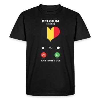 La Belgique appelle Belgium Heart Souvenir - T-shirt Premium bio Homme - noir - Devant - Nico (187cm)