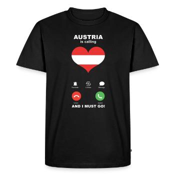 Austria is calling Austria Heart Souvenir - Men's Premium Organic T-Shirt - black - Front - Nico (187cm)
