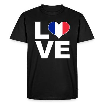 J’aime la France drapeau du cœur France - T-shirt Premium bio Homme - noir - Devant - Nico (187cm)