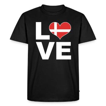 J’aime le drapeau du cœur du Danemark - T-shirt Premium bio Homme - noir - Devant - Nico (187cm)