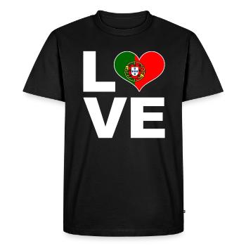 J’aime le drapeau du cœur du Portugal - T-shirt Premium bio Homme - noir - Devant - Nico (187cm)