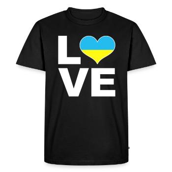 I love Ukraine heart flag Ukraine - Men's Premium Organic T-Shirt - black - Front - Nico (187cm)