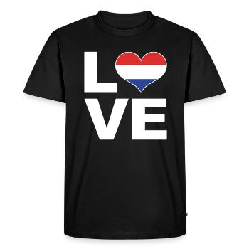 J’adore le drapeau du cœur des Pays-Bas Pays-Bas - T-shirt Premium bio Homme - noir - Devant - Nico (187cm)