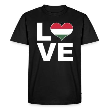 J’aime la Hongrie Heart Flag Hongrie - T-shirt Premium bio Homme - noir - Devant - Nico (187cm)