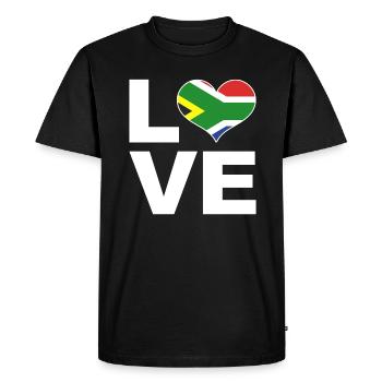 I love South Africa heart flag South Africa - Men's Premium Organic T-Shirt - black - Front - Nico (187cm)