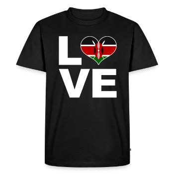 J’adore le drapeau du cœur du Kenya - T-shirt Premium bio Homme - noir - Devant - Nico (187cm)