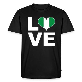 J’aime le drapeau du cœur du Nigeria - T-shirt Premium bio Homme - noir - Devant - Nico (187cm)