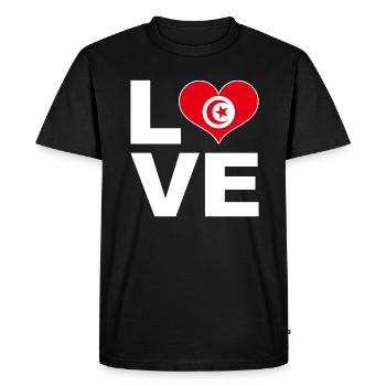 I love Tunisia heart flag Tunisia - Men's Premium Organic T-Shirt - black - Front - Nico (187cm)