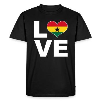 J’aime le drapeau du cœur du Ghana - T-shirt Premium bio Homme - noir - Devant - Nico (187cm)
