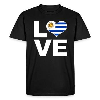 J’aime le drapeau du cœur de l’Uruguay Uruguay - T-shirt Premium bio Homme - noir - Devant - Nico (187cm)