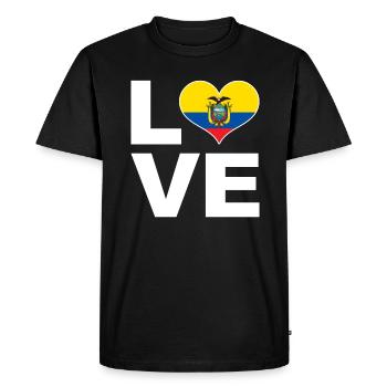J’aime le drapeau du cœur de l’Équateur - T-shirt Premium bio Homme - noir - Devant - Nico (187cm)
