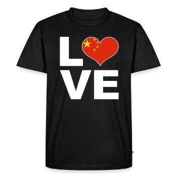 J’aime le drapeau du cœur de la Chine - T-shirt Premium bio Homme - noir - Devant - Nico (187cm)