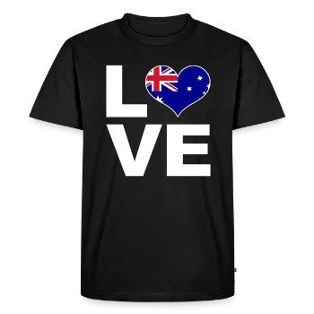 J’aime l’Australie drapeau du cœur Australie - T-shirt Premium bio Homme - noir - Devant - Nico (187cm)
