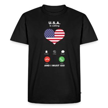 Usa is calling Usa Heart Souvenir - Men's Premium Organic T-Shirt - black - Front - Nico (187cm)