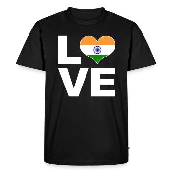 I love India heart flag India - Men's Premium Organic T-Shirt - black - Front - Nico (187cm)