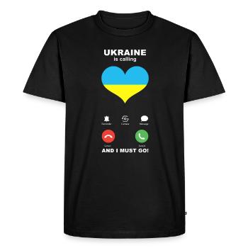 Ukraine is calling Ukraine Heart Souvenir - Men's Premium Organic T-Shirt - black - Front - Nico (187cm)