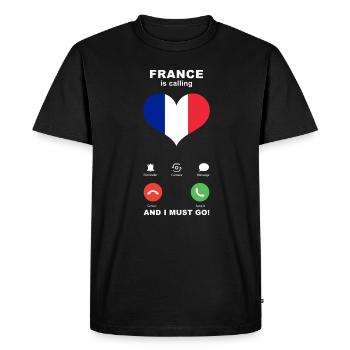 La France appelle France Heart Souvenir - T-shirt Premium bio Homme - noir - Devant - Nico (187cm)