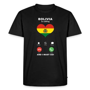 La Bolivie appelle Bolivia Heart Souvenir - T-shirt Premium bio Homme - noir - Devant - Nico (187cm)