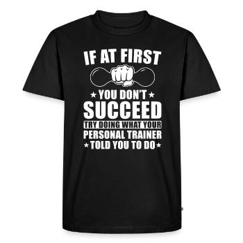 Personal Trainer Gift - Men's Premium Organic T-Shirt - black - Front - Nico (187cm)