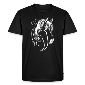 Cavalier Chevaux Fille Lineart Cheval - T-shirt Premium bio Homme - noir - Devant - Nico (187cm)