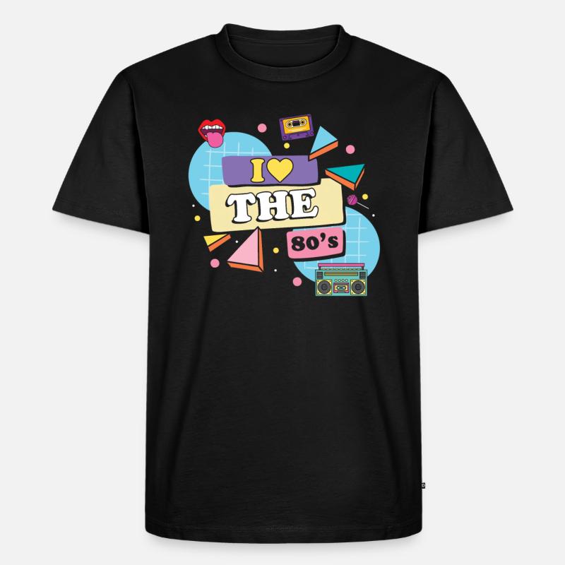 80er Jahre Retro - Männer Premium Bio T-Shirt - Schwarz