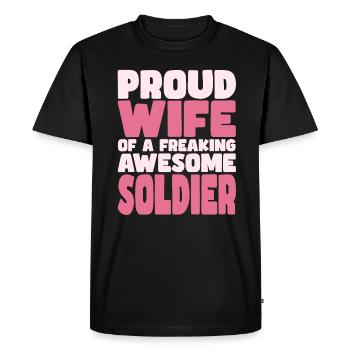 Proud Wife of A Damn Good Soldier - Men's Premium Organic T-Shirt - black - Front - Nico (187cm)