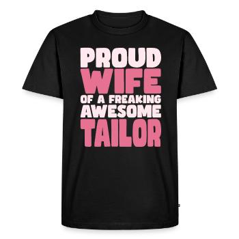 Proud Wife of A Damn Good Tailor - Men's Premium Organic T-Shirt - black - Front - Nico (187cm)
