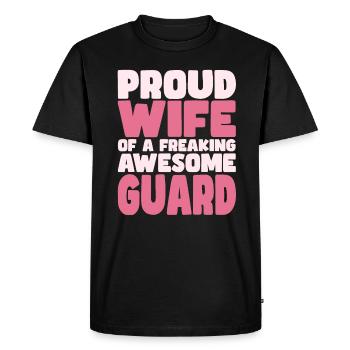 Fière épouse d’un sacré bon agent de sécurité - T-shirt Premium bio Homme - noir - Devant - Nico (187cm)