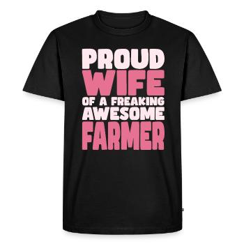 Proud Wife of A Damn Good Farmer - Men's Premium Organic T-Shirt - black - Front - Nico (187cm)