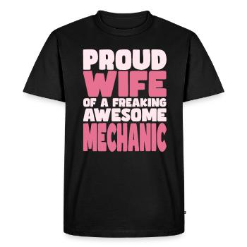Proud Wife of A Damn Good Mechanic - Men's Premium Organic T-Shirt - black - Front - Nico (187cm)