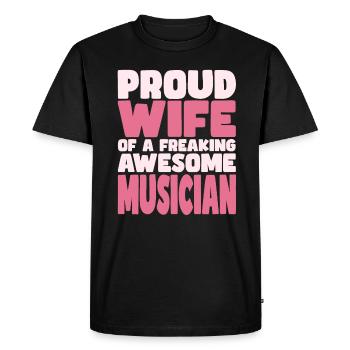 Fière épouse d’un sacré bon musicien - T-shirt Premium bio Homme - noir - Devant - Nico (187cm)