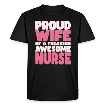 Fière épouse d’un sacré bon gars - T-shirt Premium bio Homme - noir - Devant - Nico (187cm)