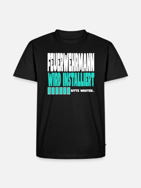 Feuerwehrmann wird installiert - Männer Premium Bio T-Shirt - Schwarz
