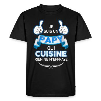 Papy Cuisinier Cadeau Fête De Mon Grand-père - T-shirt Premium bio Homme - noir - Devant - Nico (187cm)