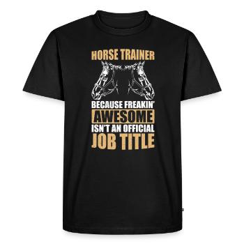Titre officiel du poste d’entraîneur de chevaux - T-shirt Premium bio Homme - noir - Devant - Nico (187cm)
