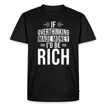 Trop penser Penser trop - T-shirt Premium bio Homme - noir - Devant - Nico (187cm)