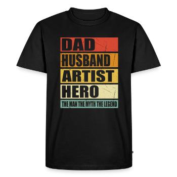 Père Mari Artiste Héros - T-shirt Premium bio Homme - noir - Devant - Nico (187cm)