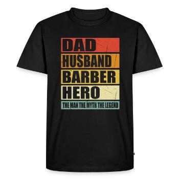 Père Mari Coiffeur Héros - T-shirt Premium bio Homme - noir - Devant - Nico (187cm)